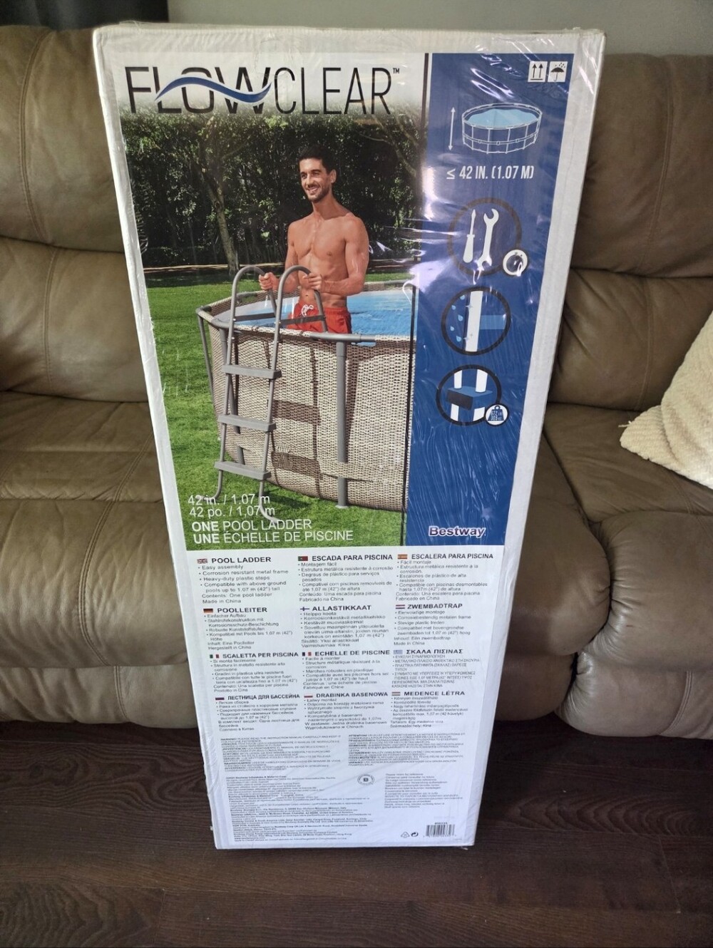 Flowclear Pool Ladder - Brown/Tan, New In Box, Measurments On Box